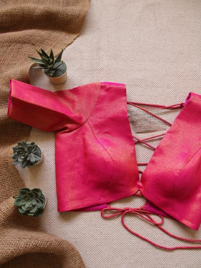 Blouse Gulaabi Cotton Zari Backless