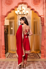 Red Short Anarkali Kurta Set- By Reet Lifestyle