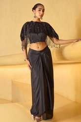 Black Dazzle in Noir Crepe Skirt Set