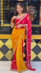 Vibrant Indian Saree & Gold Jewelry