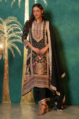 Black Zarreen Noir Crepe Suit Set