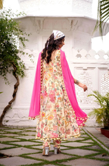 Multi-Shade Chiffon Printed Anarkali Suit Set