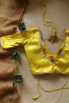 Yellow Radhika Silk Padded Back-Hook Blouse