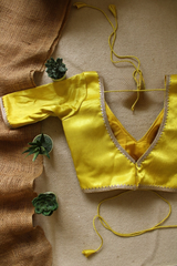 Yellow Radhika Silk Padded Back-Hook Blouse