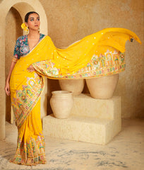 Zari and sequins work saree