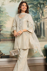 Ivory Tissue Charm Suit Set Elegance