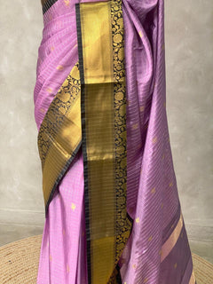 Violet Black Banarasi Silk Saree