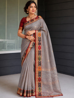 Peacock and Patolla Rich Zari Woven Border Saree
