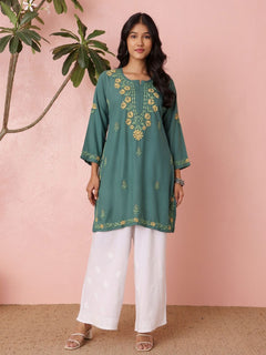 Premium Rayon Multicolor Chikankari Straight Kurti