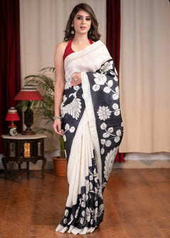Exclusive Pure Silk Kalamkari Print Pre-draped Saree