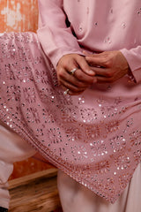 Pastel Pink Cotton Chikan Mirror Kurta