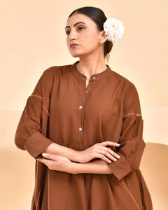 Noor Neeli Mocha Cotton Co-Ord Set