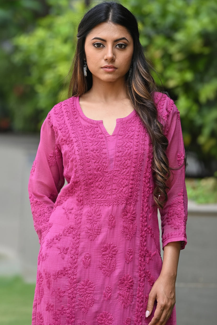 Noor Pista Pure Kota Chikankari Kurta Set