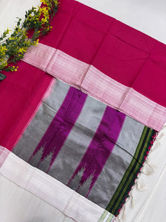 Rani Pink Handloom Ilkal Saree