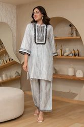 Effortless Grey Tassel-Co-ord Set