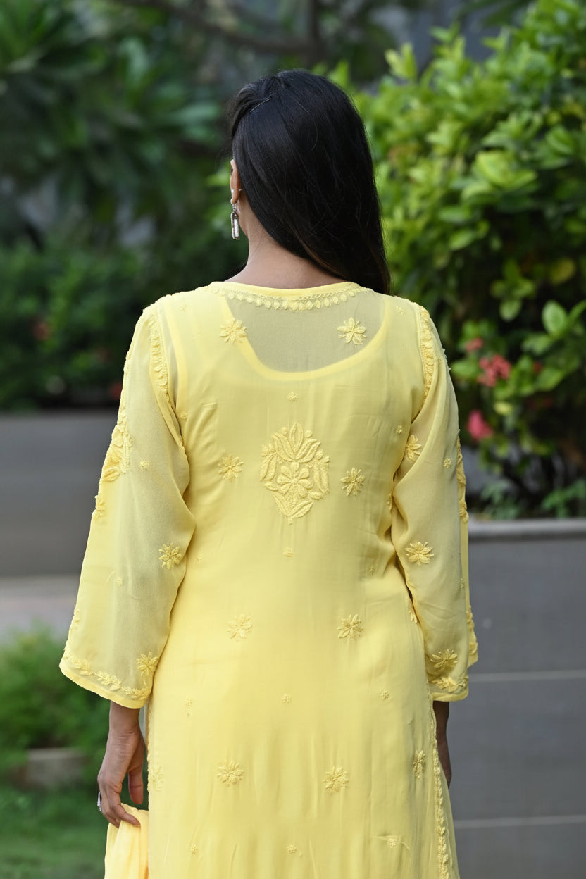 Noor Neelkamal Pure Viscose Chikankari 3D Kurta Set