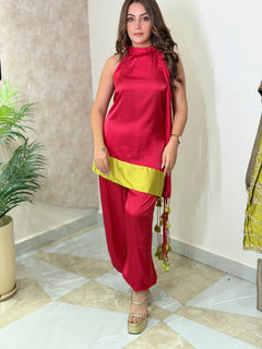 Zariya Lime Draped Co-ord Set
