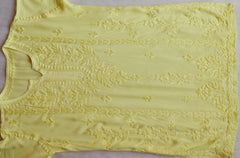 Lemon Yellow Modal Cotton Chikankari Short Kurta
