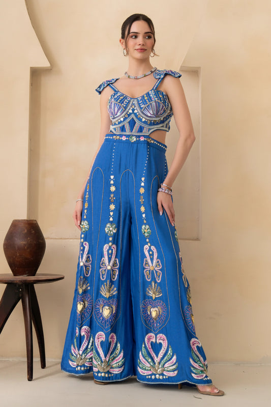 Blue Handwork Jumpsuit