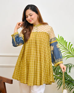 Bloom Lotus Mul Chanderi A-Line Tunic