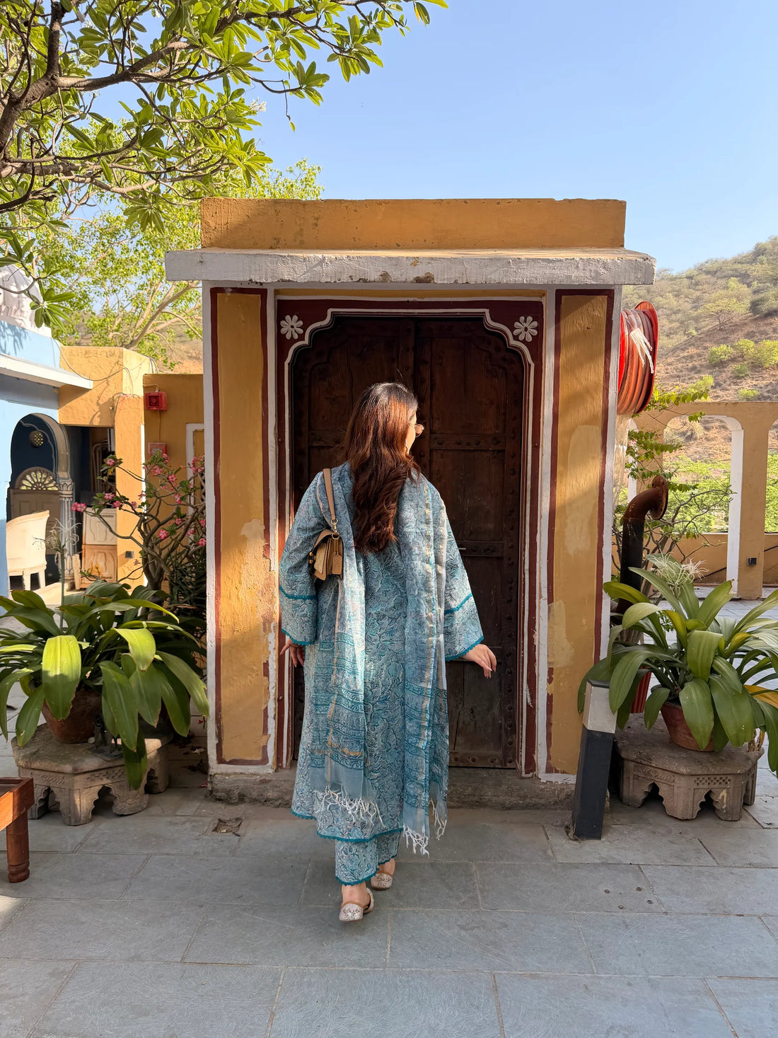 Meher Neel Handblock Floral Suit Set