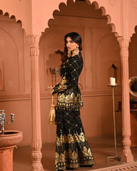 Cotton Rayon Black Mirror Blazer Set