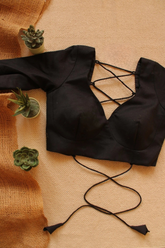 Black Blouse Padded Backless