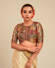 Georgette Multicolor Embroidered Edge Blouse