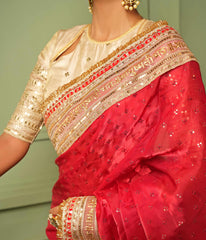 Chilli red saree with blouse