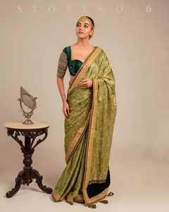 Gaji Silk Deep Green Embellished Blouse