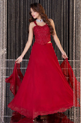 Scarlet Red Organza Statement Skirt Set