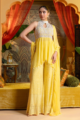Yellow Dola Silk Palazzo Set