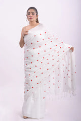 White Love Mulmul Cotton Saree- By Reet Lifestyle