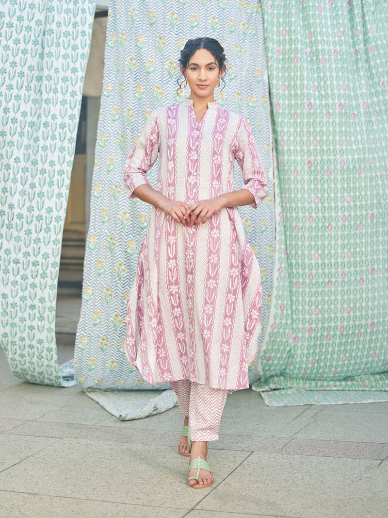 Cotton Kurta pink & Pant Set- By Reet Lifestyle