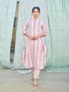 Cotton Kurta pink & Pant Set- By Reet Lifestyle