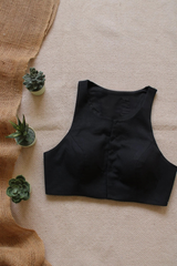 Black Padded Cotton Blouse