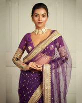 Golden sequins embroidery saree