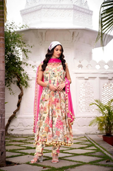 Multi-Shade Chiffon Printed Anarkali Suit Set