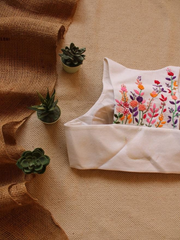 White Cotton Padded Front-Hook Blouse