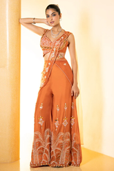 Burnt Orange Crop Top & Palazzo Set