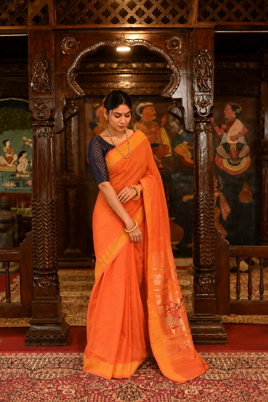 Pure Cotton Handloom Paithani Saree Traditional Paithani Pallu