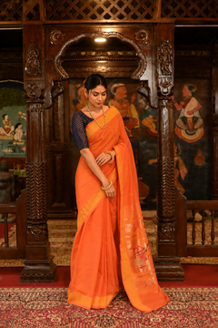 Pure Cotton Handloom Paithani Saree Traditional Paithani Pallu