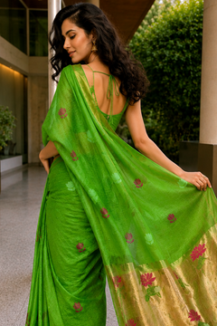 Rajvanshi Silk Linen Jamdani Saree