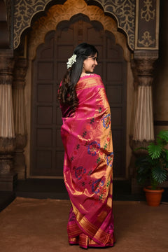 Maharani Paithani with Majestic Maharani Pallu in Wine