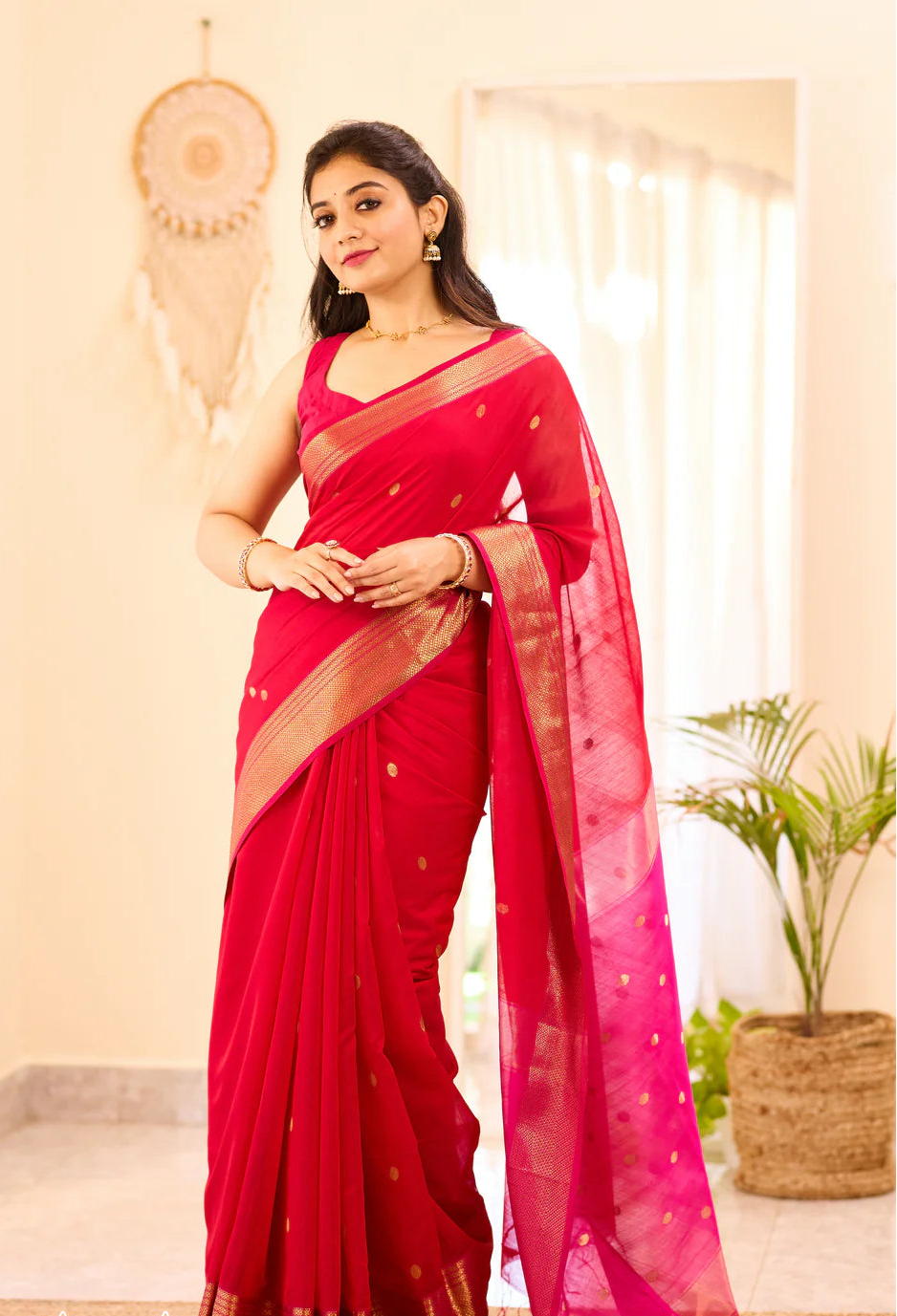Maheshwari Silk Handloom Cotton Saree
