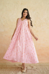 Noor Rasna Striped Cotton Maxi Dress