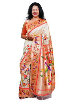 Mayurika Pure Silk Paithani Saree with Royal Floral Bird Pallu