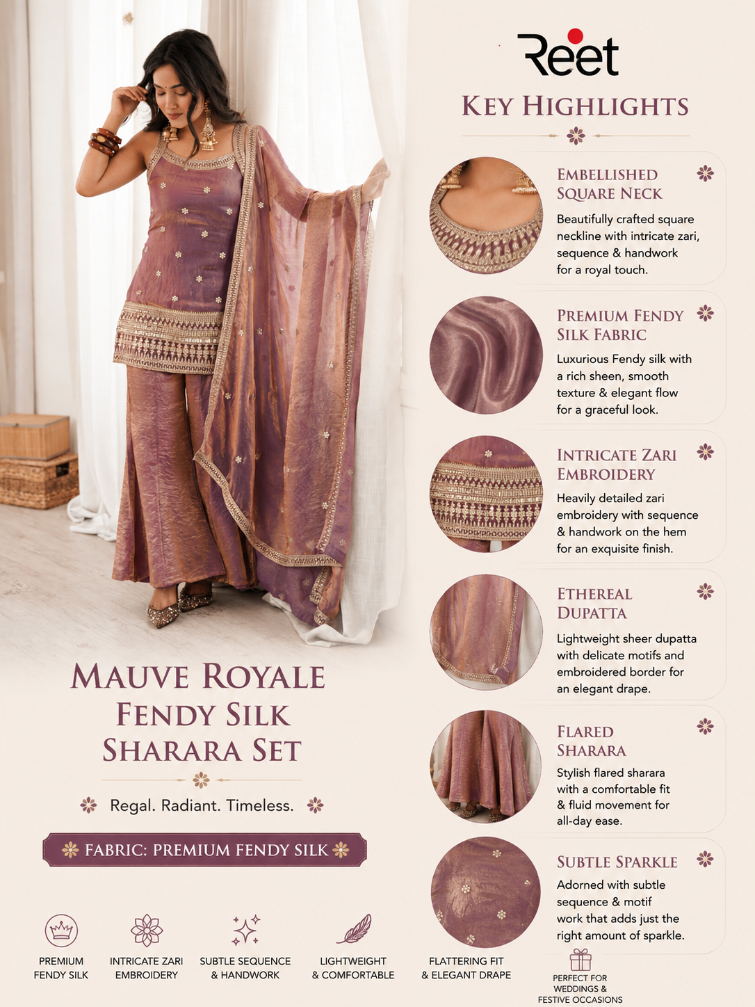 Mauve Royale Fendy Silk Sharara Set