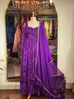Neelanjana Bandhani Anarkali Set