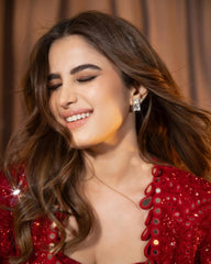 Red Georgette Mirror Embroidered Jacket Set